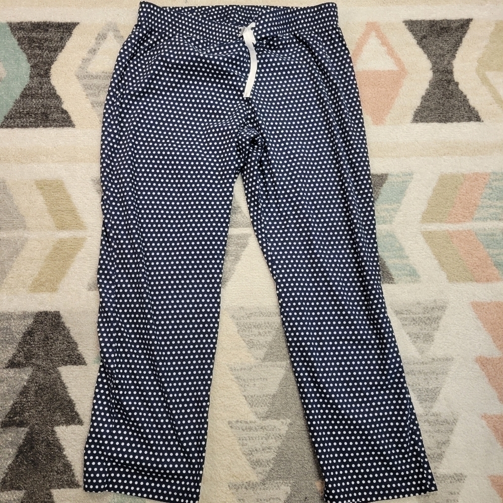Calvin Klein Navy and White Polka Dot Microfleece Pajama Pants Size XL